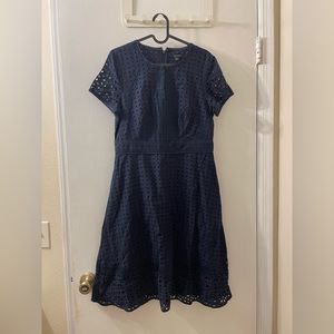 Ann Taylor Navy Blue Size 4 Eyelet Dress